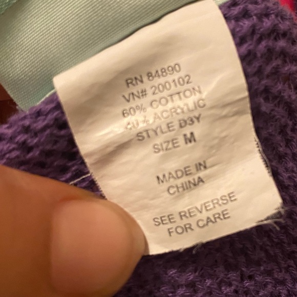 VINTAGE SARA MORGAN Purple Open-Knit Cropped Cardigan Sweater - Picture 12 of 12